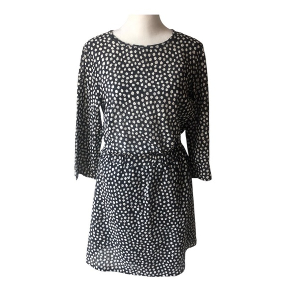 ASOS 3/4-Sleeve Crew-Neck Polka-Dot Cotton Mini Dress Size 6